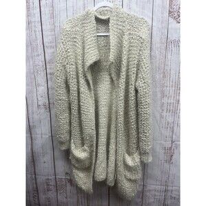 BB Dakota Cardigan Sweater Womens S Beige Long Sleeve Knit Open Front